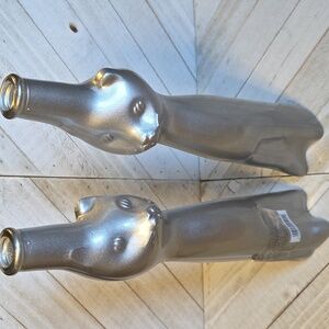 Moselland Happy Cat Rheinhessen  Collection Metallic Silver Bottle Set Of 2